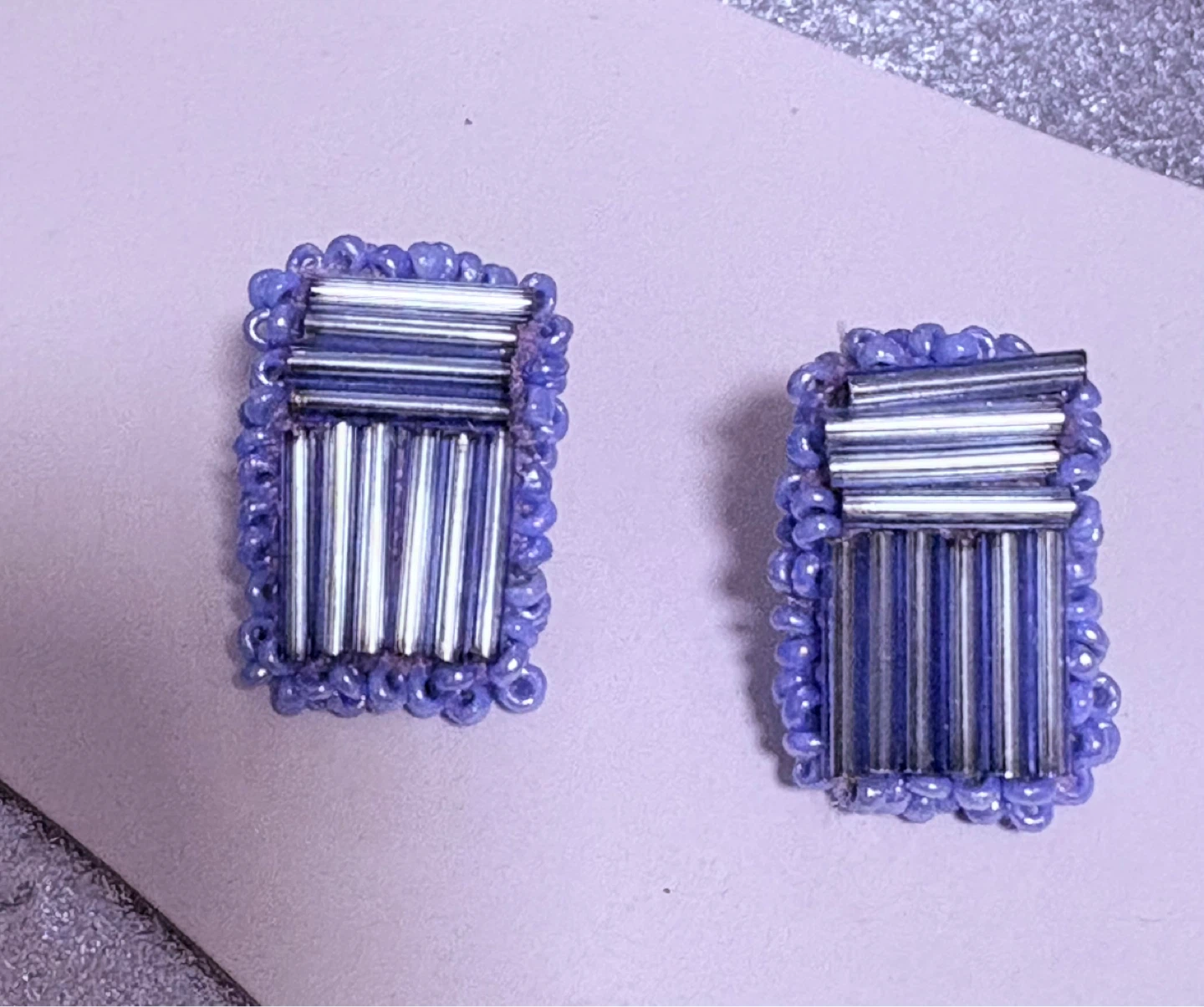Blue Beaded Earrings, handmade jewelry