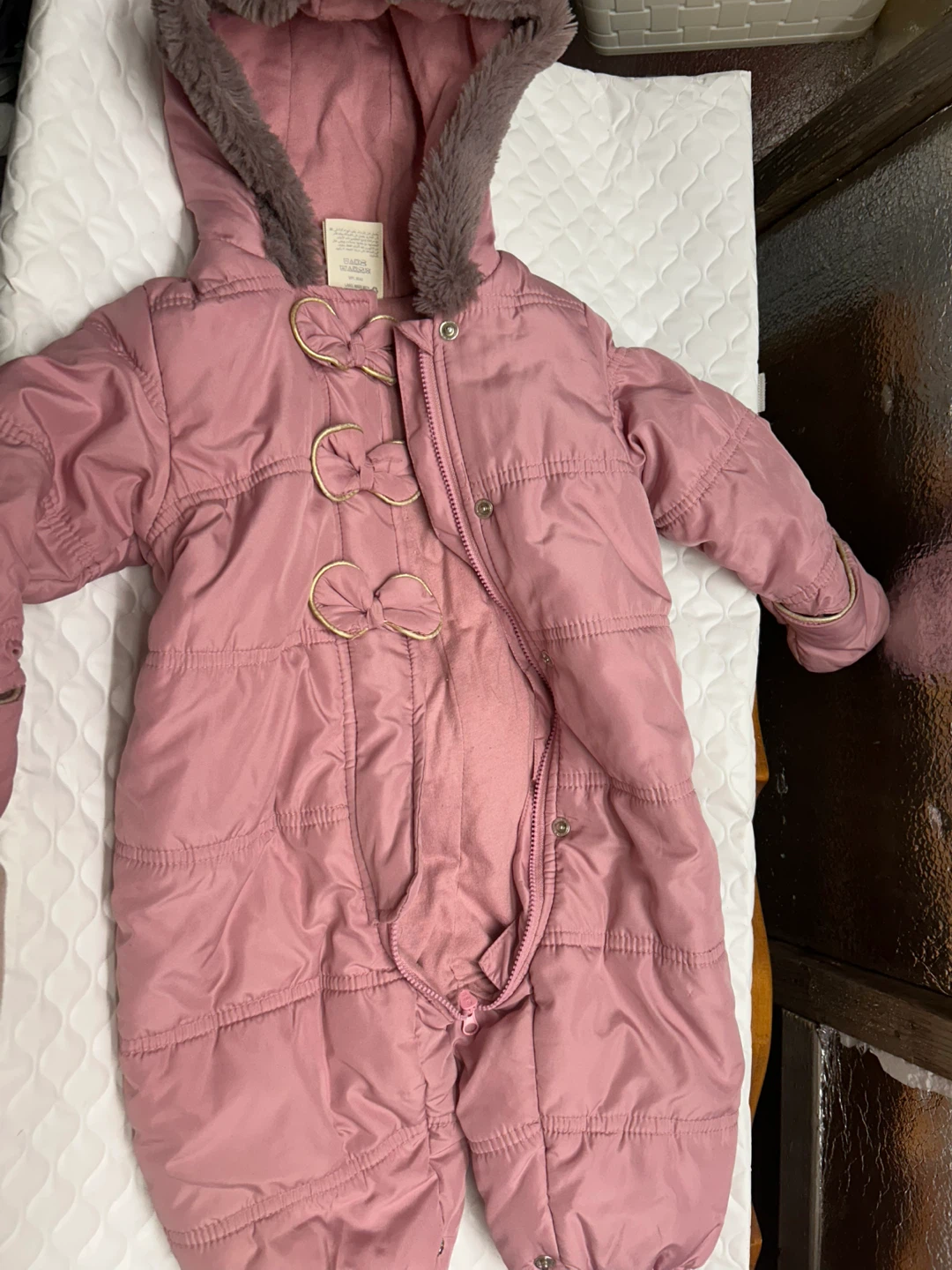 Pink Puffer Snowsuit - 6-9 Months
