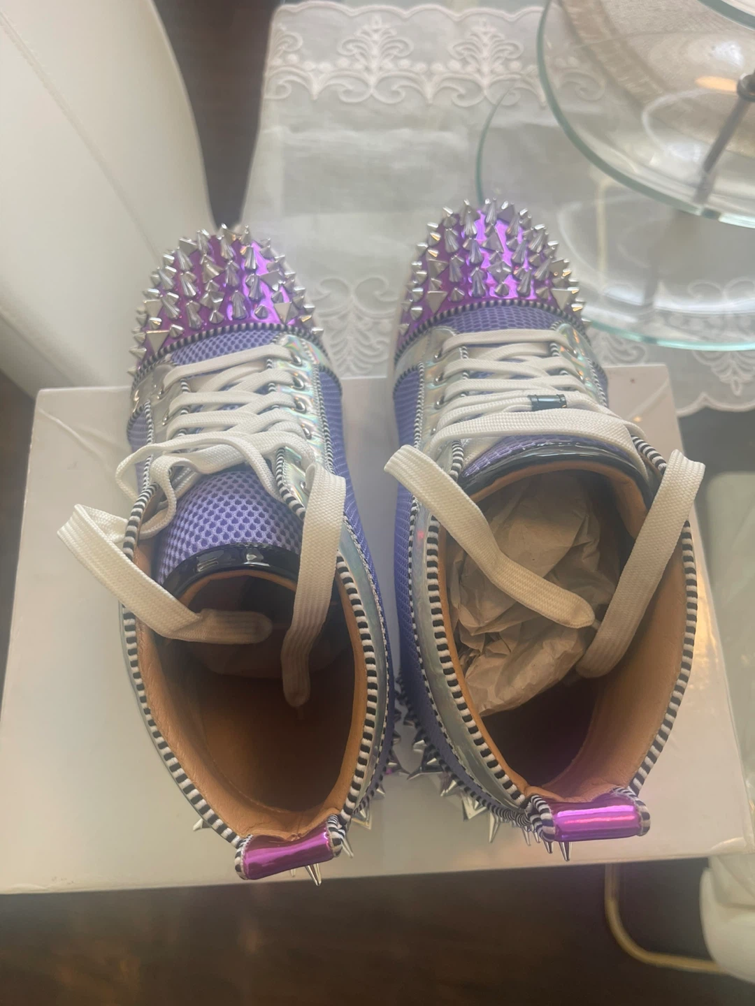 Christian Louboutin Spiked High-Top Sneakers - Purple - photo 5
