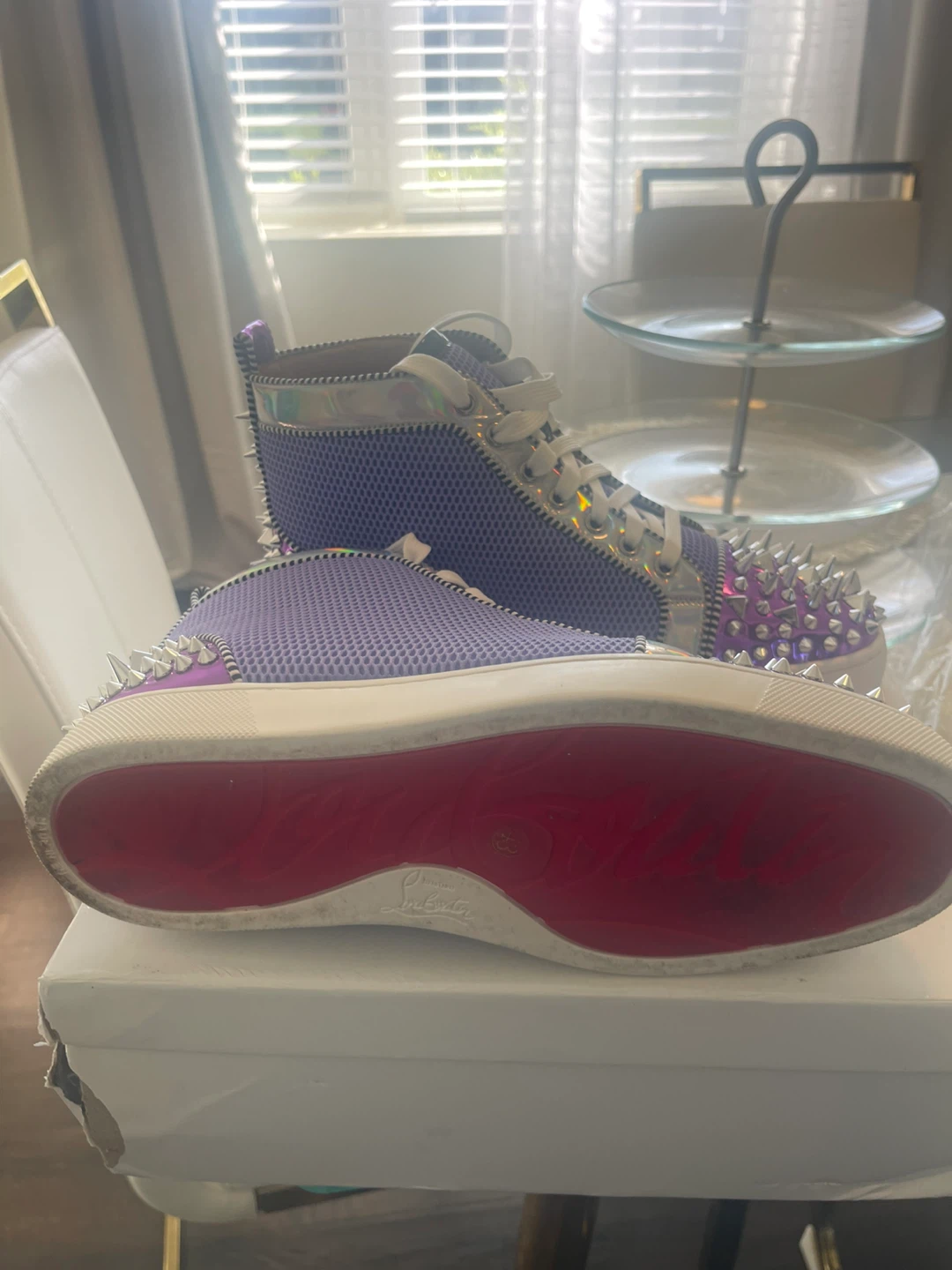 Christian Louboutin Spiked High-Top Sneakers - Purple - photo 2