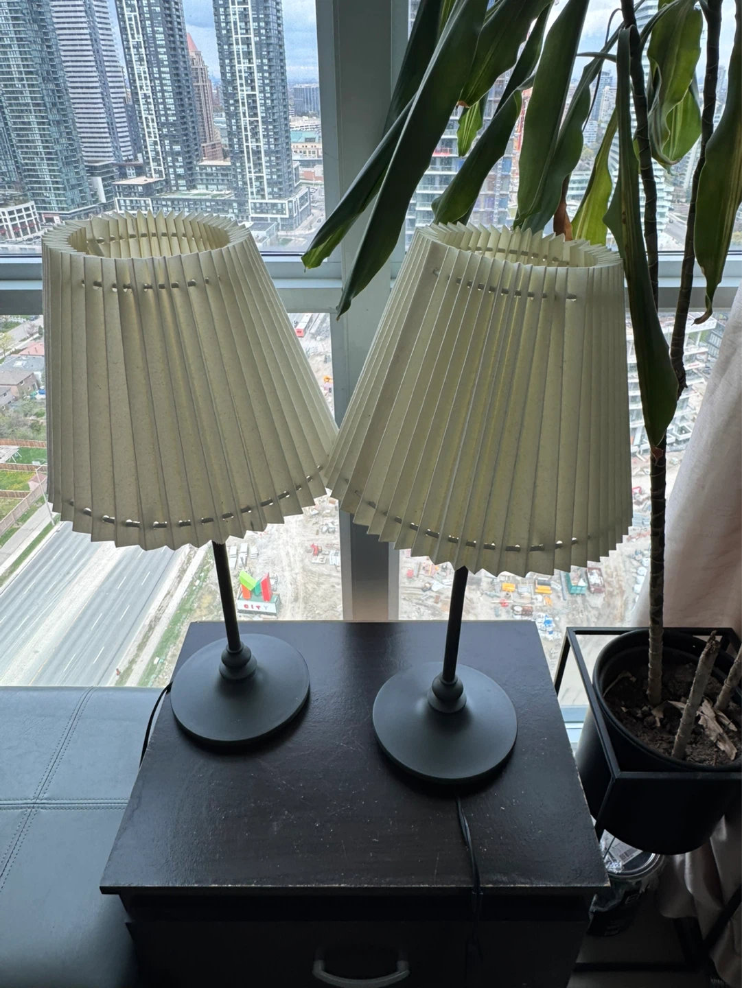 Pair of Pleated Table Lamps