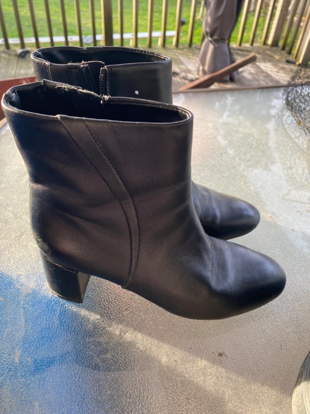 Naturalizer River Black Leather Ankle Boots Size 6
