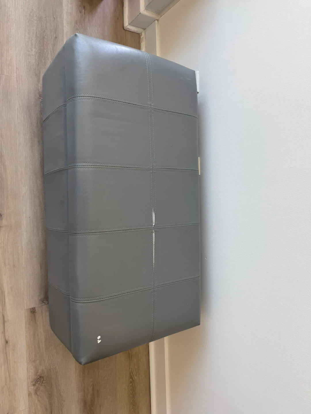 Grey Faux Leather Storage Ottoman - photo 2
