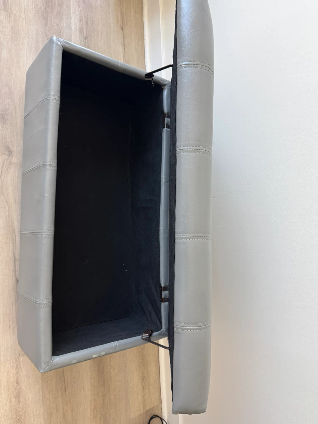Grey Faux Leather Storage Ottoman