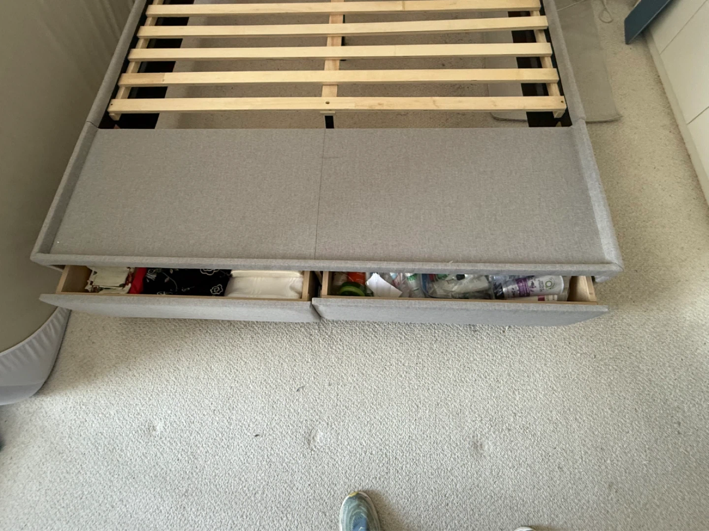 Grey Upholstered Storage Bed Frame with Headboard - photo 2