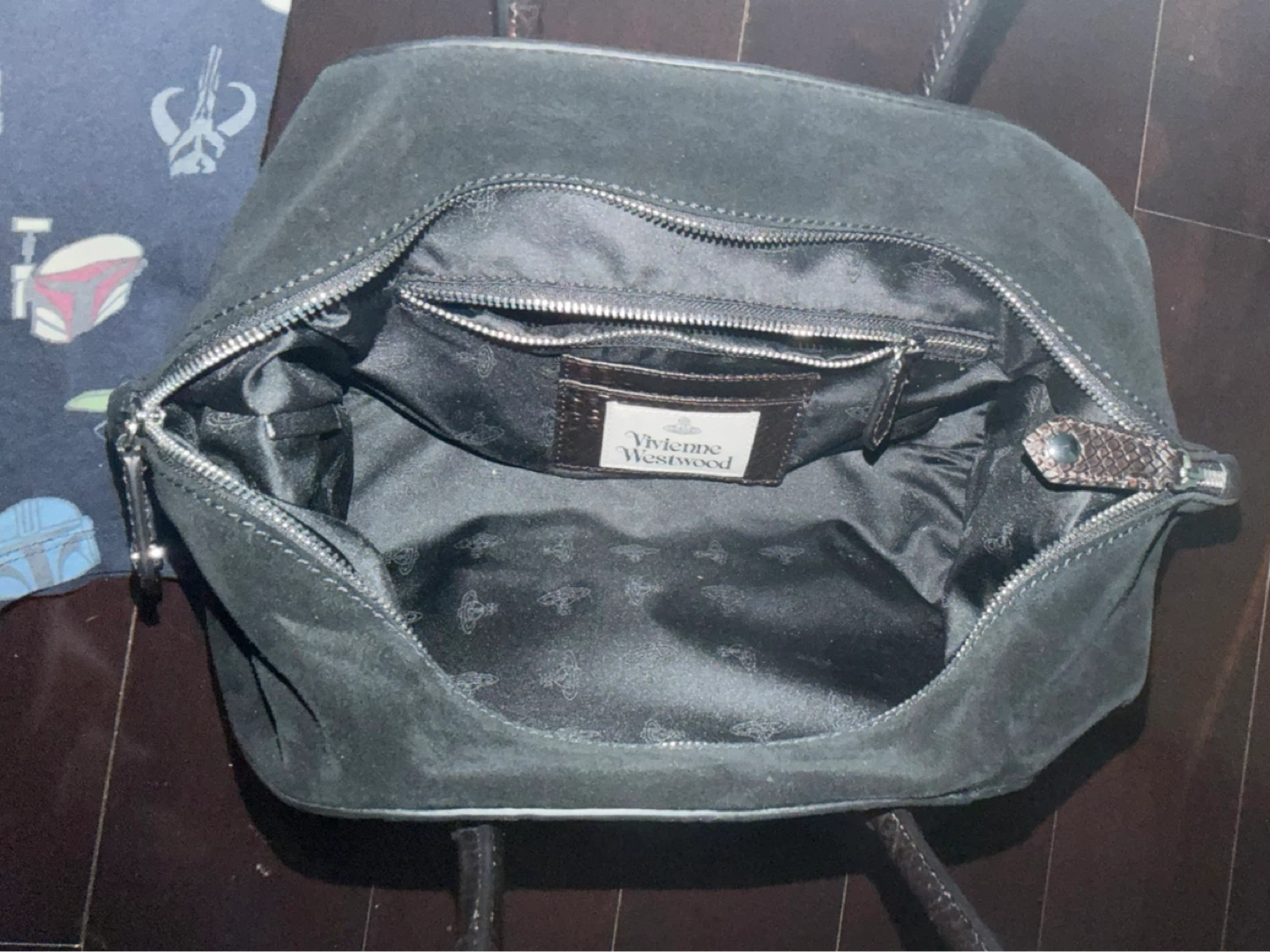 Vivienne Westwood Dark Brown Croc & Suede Handbag - photo 4