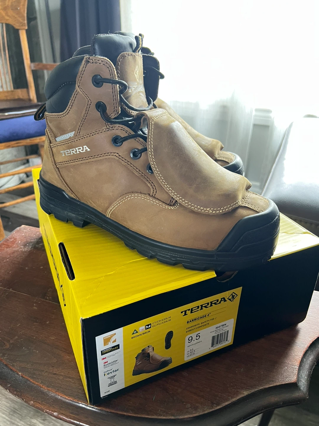 Terra Barricade 6" Composite Safety Toe Boots - Brown Size 9.5