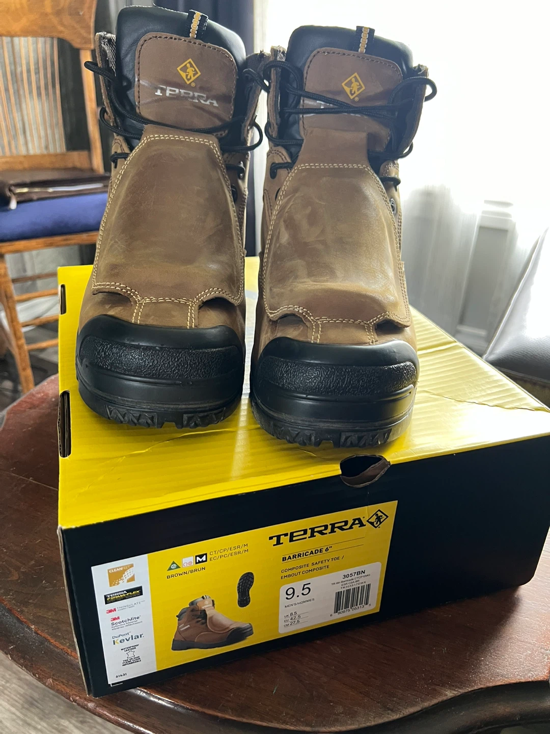 Terra Barricade 6" Composite Safety Toe Boots - Brown Size 9.5 - photo 3