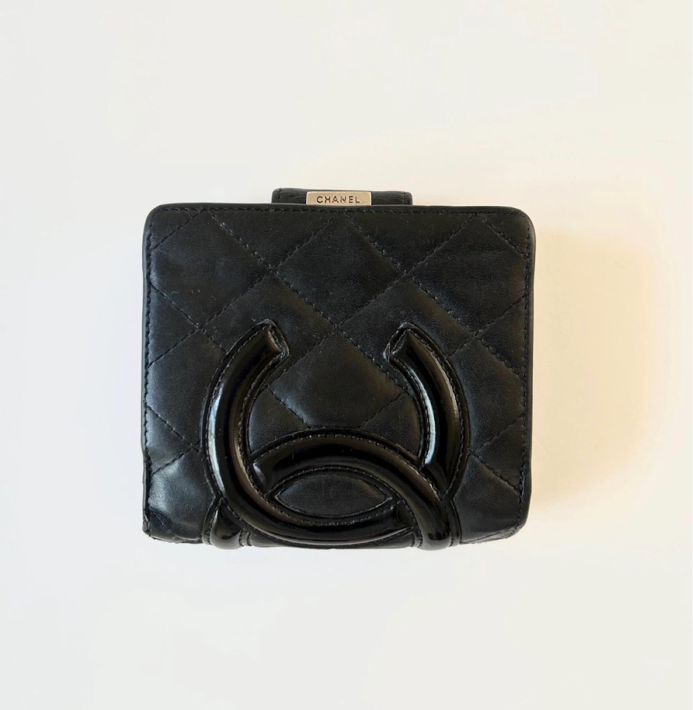 Chanel Black Quilted Leather Bi-Fold Wallet Caviar Leather