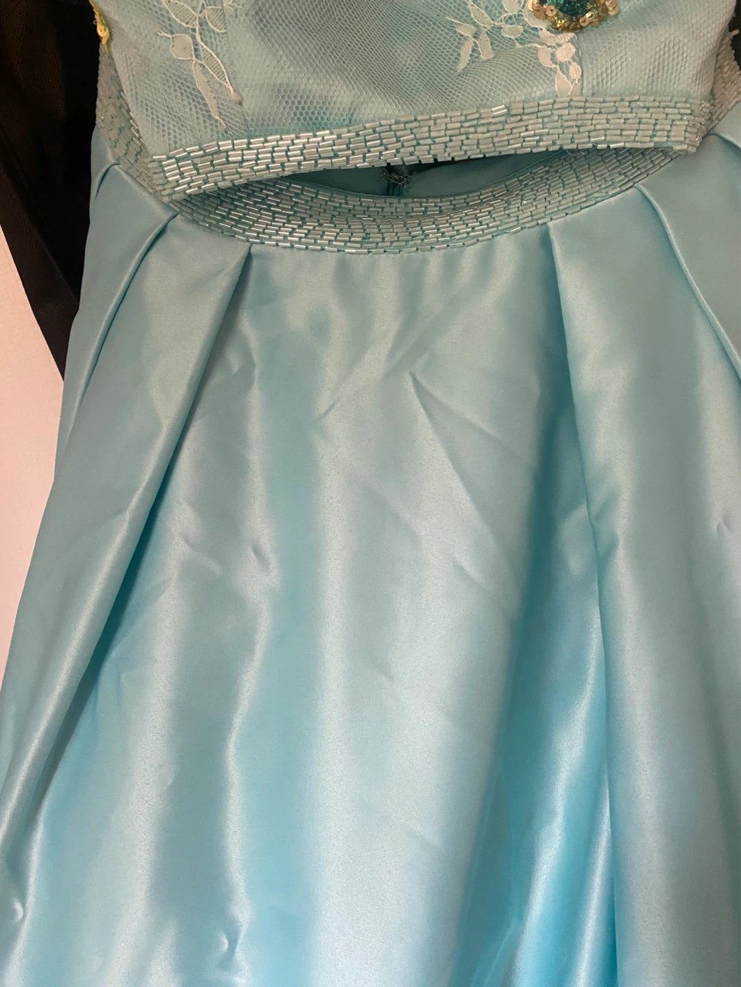 Light Blue Beaded Halter Neck Prom Dress - photo 3