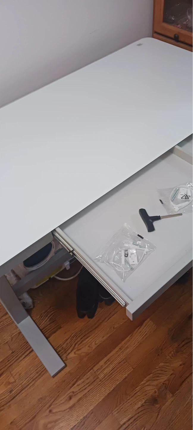 White Standing Desk with Drawer - photo 2