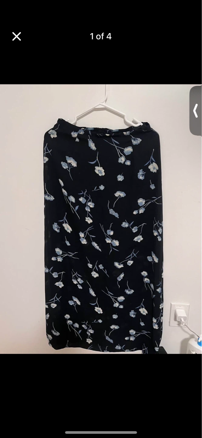 Mario Serrani Black Floral Maxi Skirt