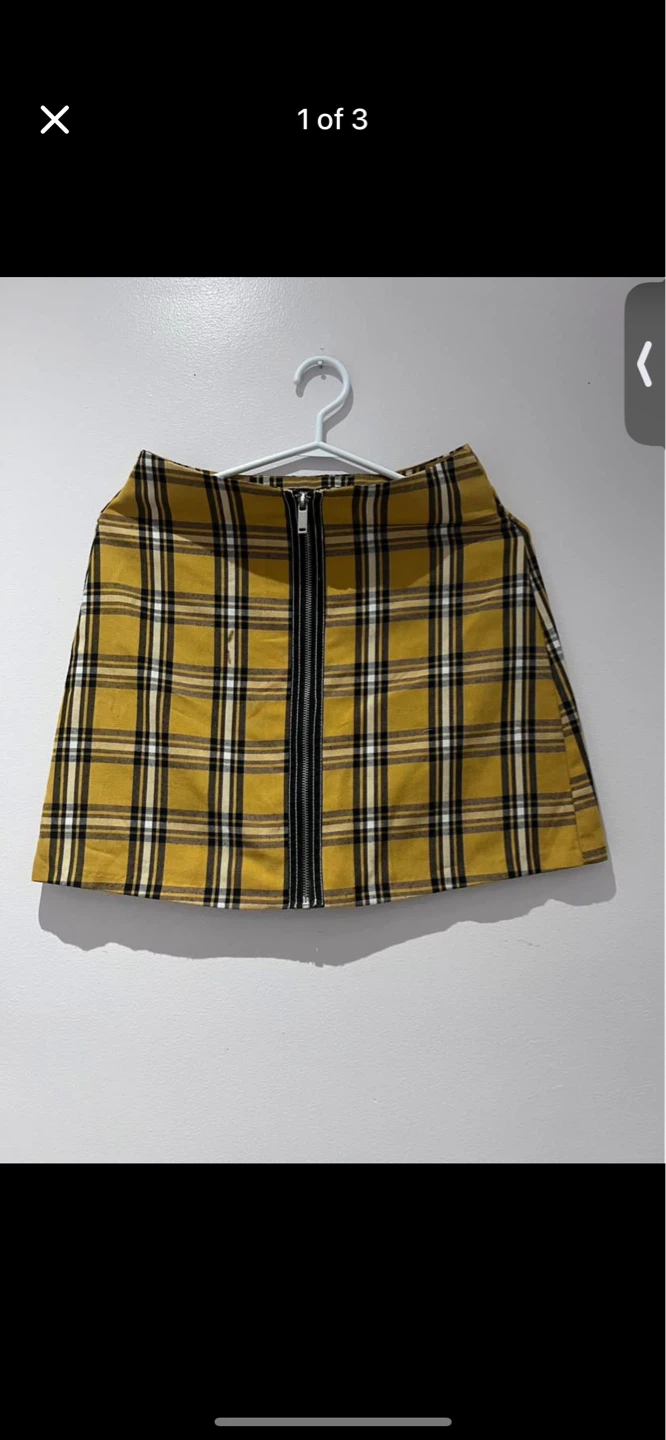 Stradivarius Yellow Plaid Mini Skirt