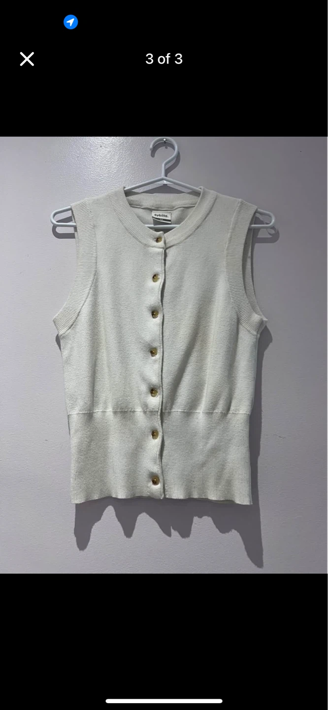 Superdry Sleeveless Button-Up Knit Vest Cream