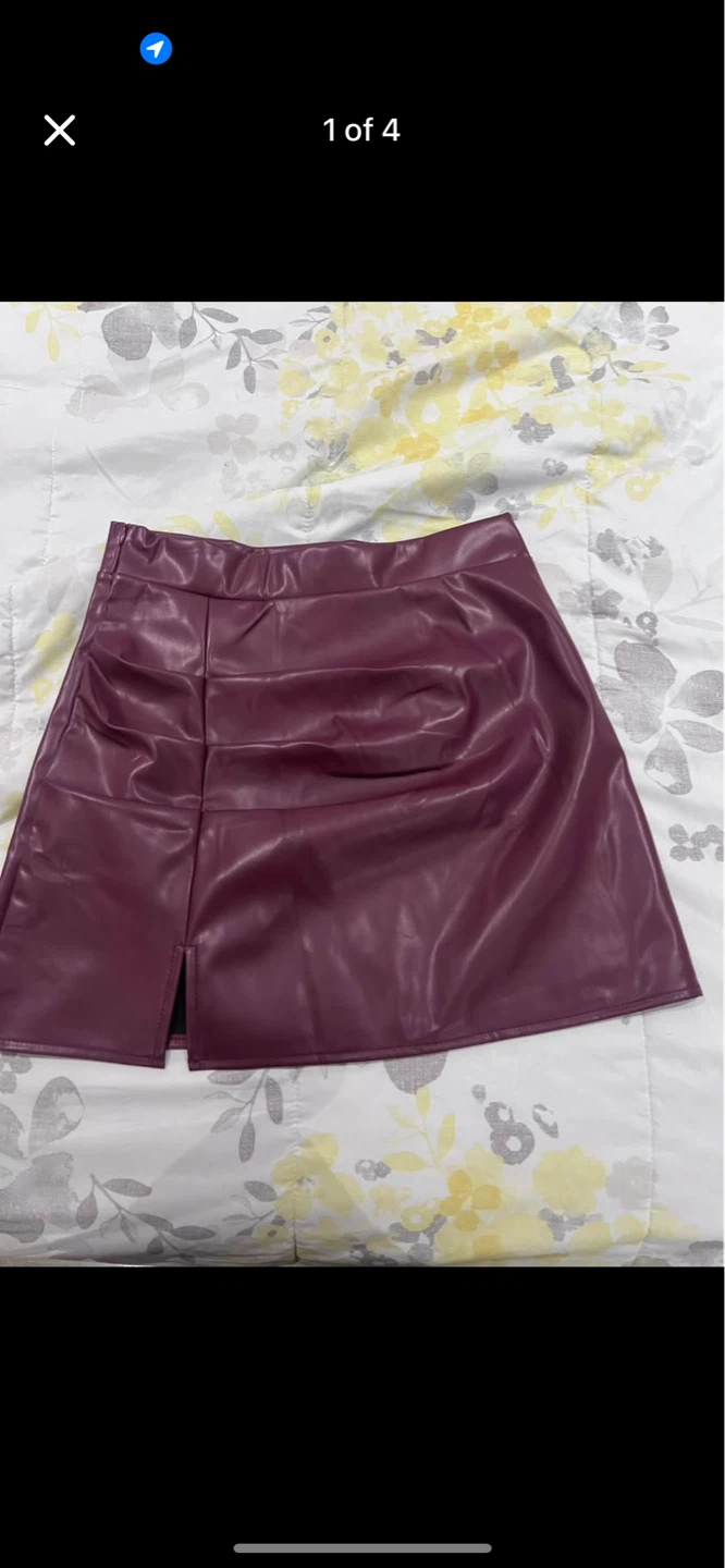 Burgundy Faux Leather Mini Skirt