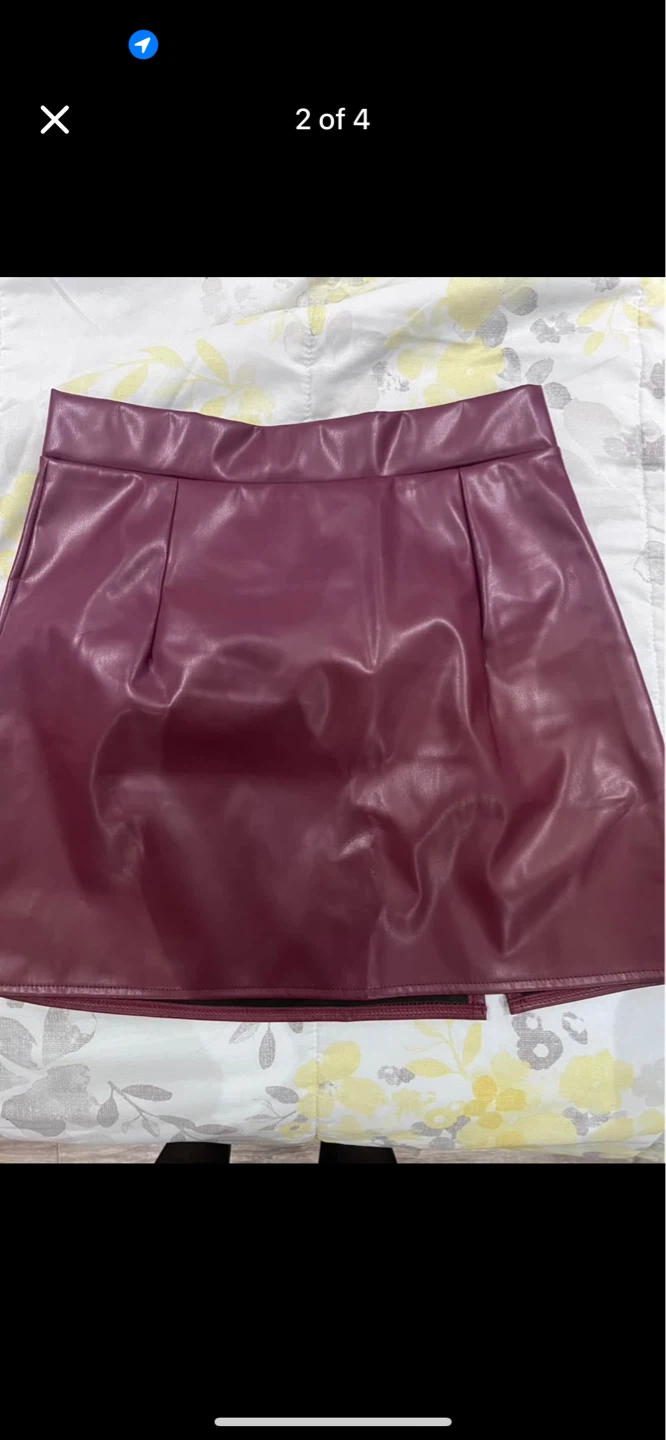 Burgundy Faux Leather Mini Skirt - photo 3