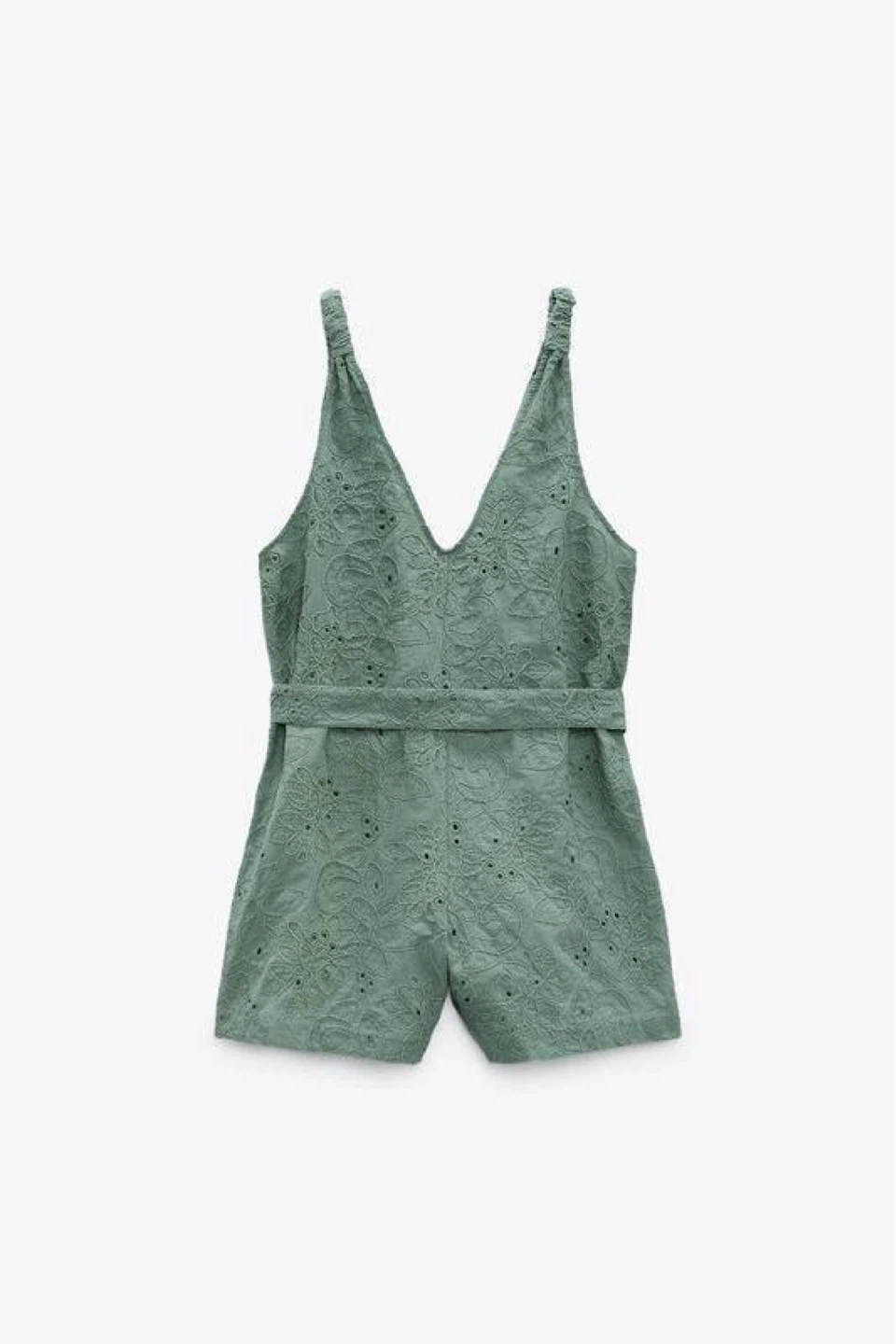ZARA Green Embroidered Summer Jumpsuit – Size L - photo 4