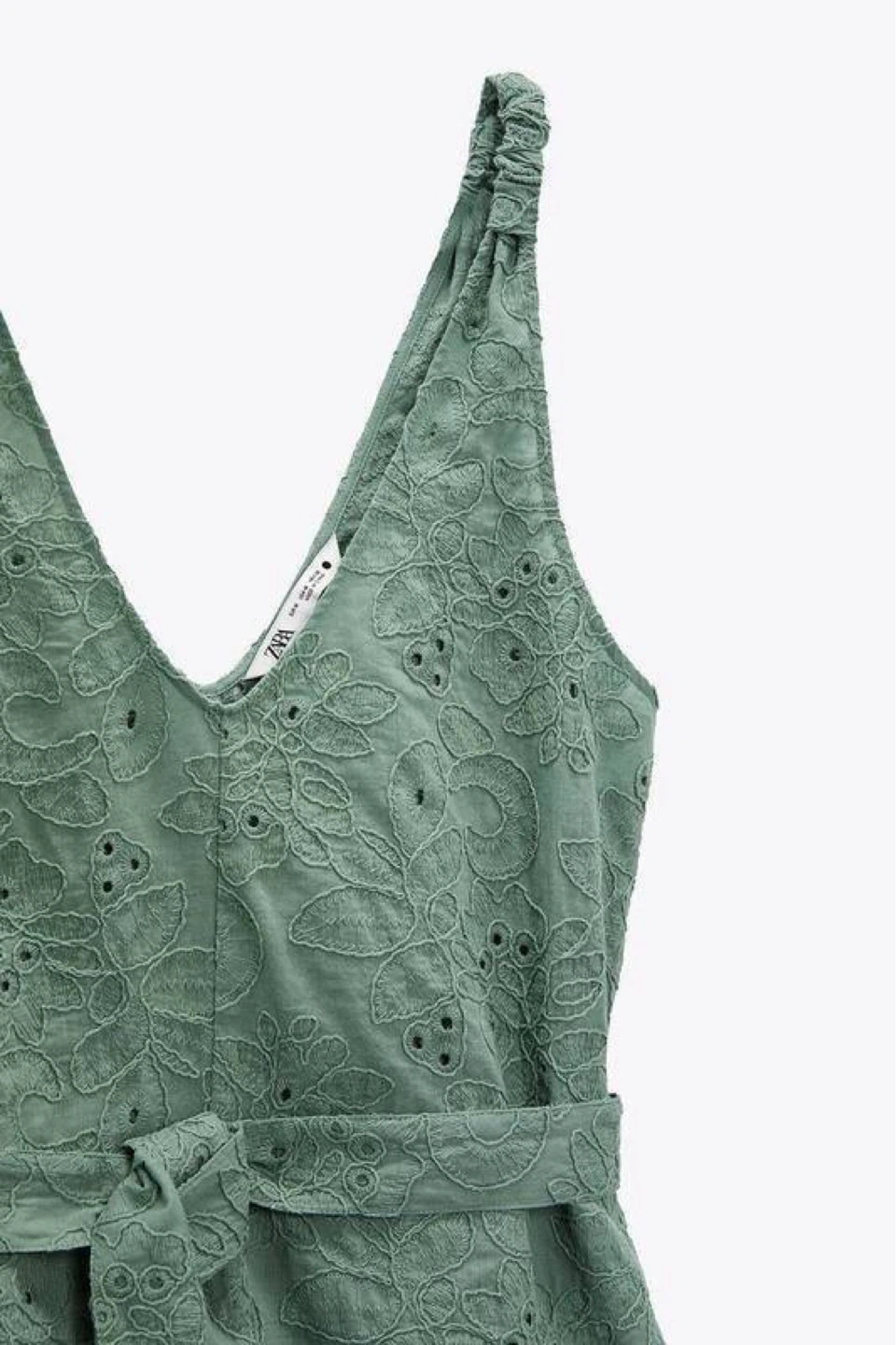 ZARA Green Embroidered Summer Jumpsuit – Size L - photo 5