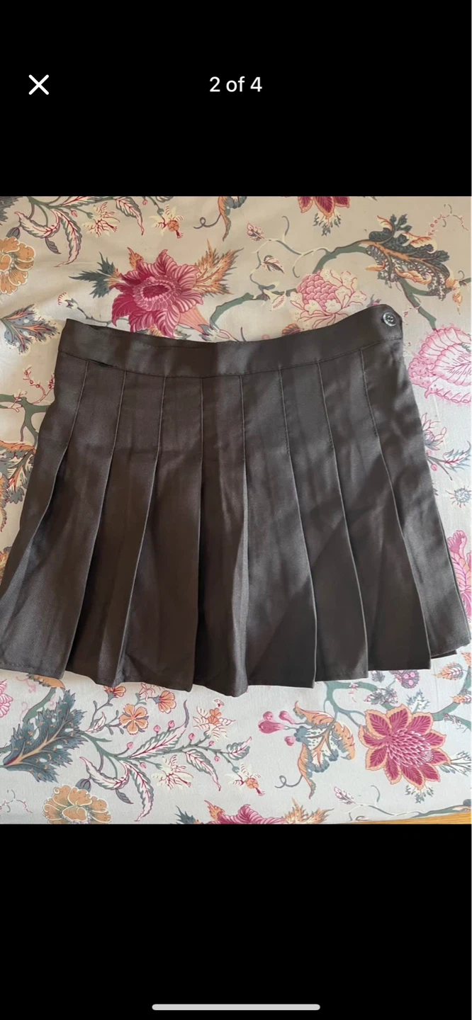 Pleated Mini Skirt - Dark Gray - photo 3