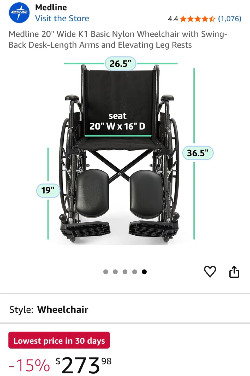 Wheelchair Medline 20" - photo 2