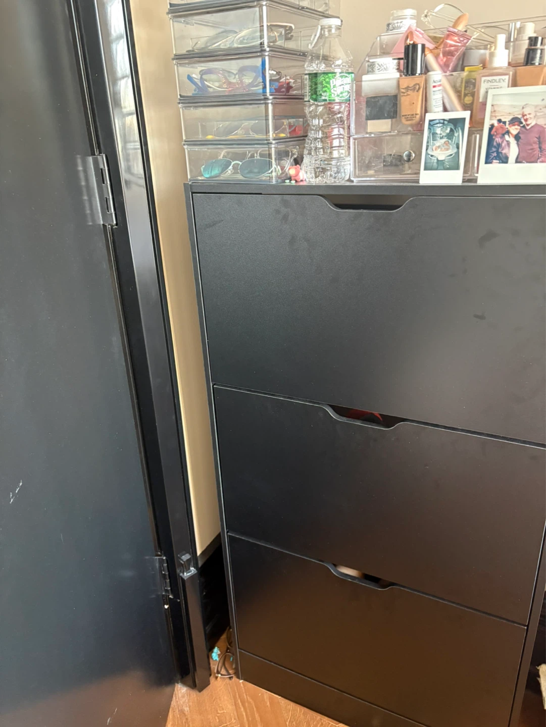 Black 3-Drawer Shoe Cabinet