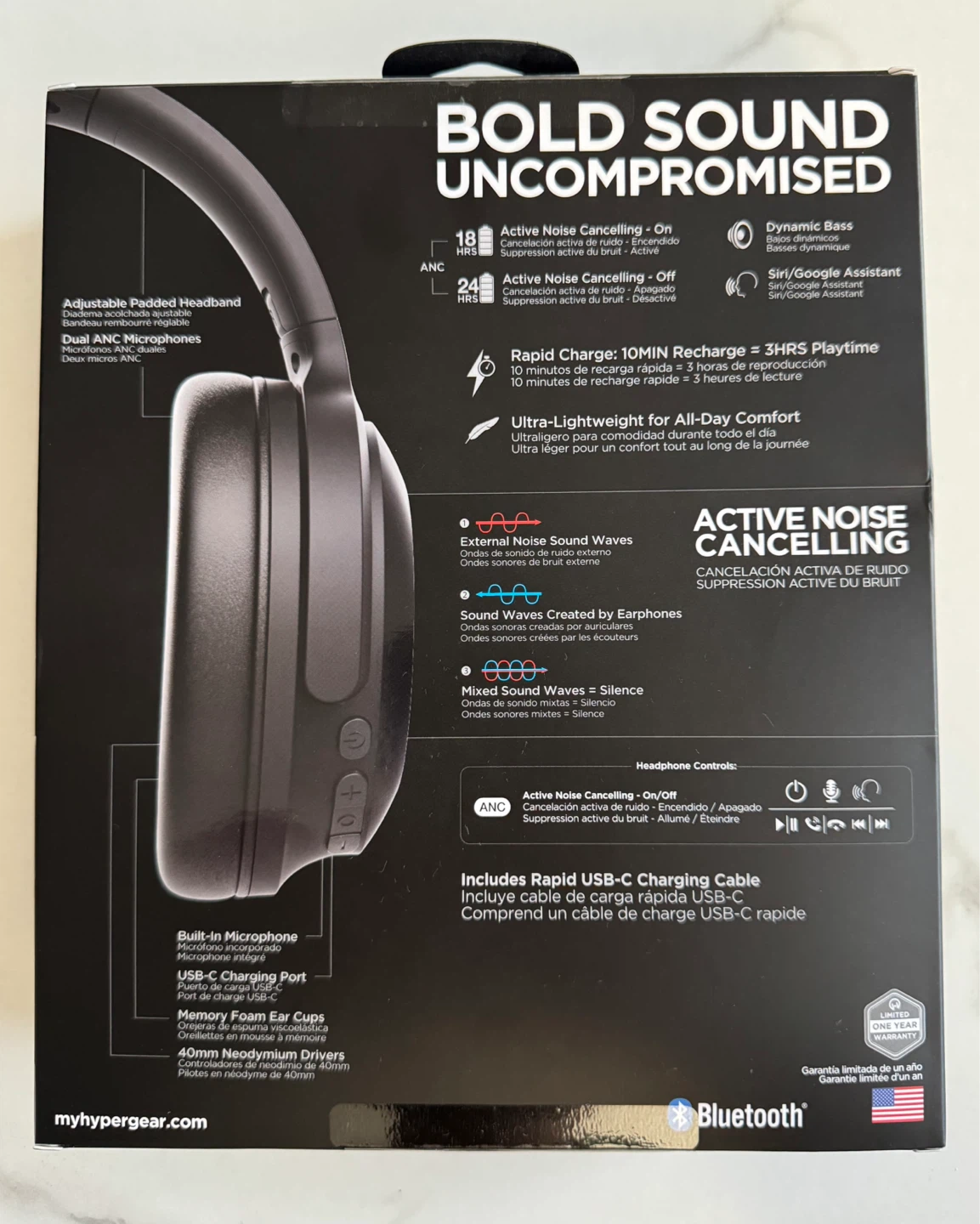 HyperGear Stealth 2 Active Noise Cancelling Wireless Headphones - photo 2