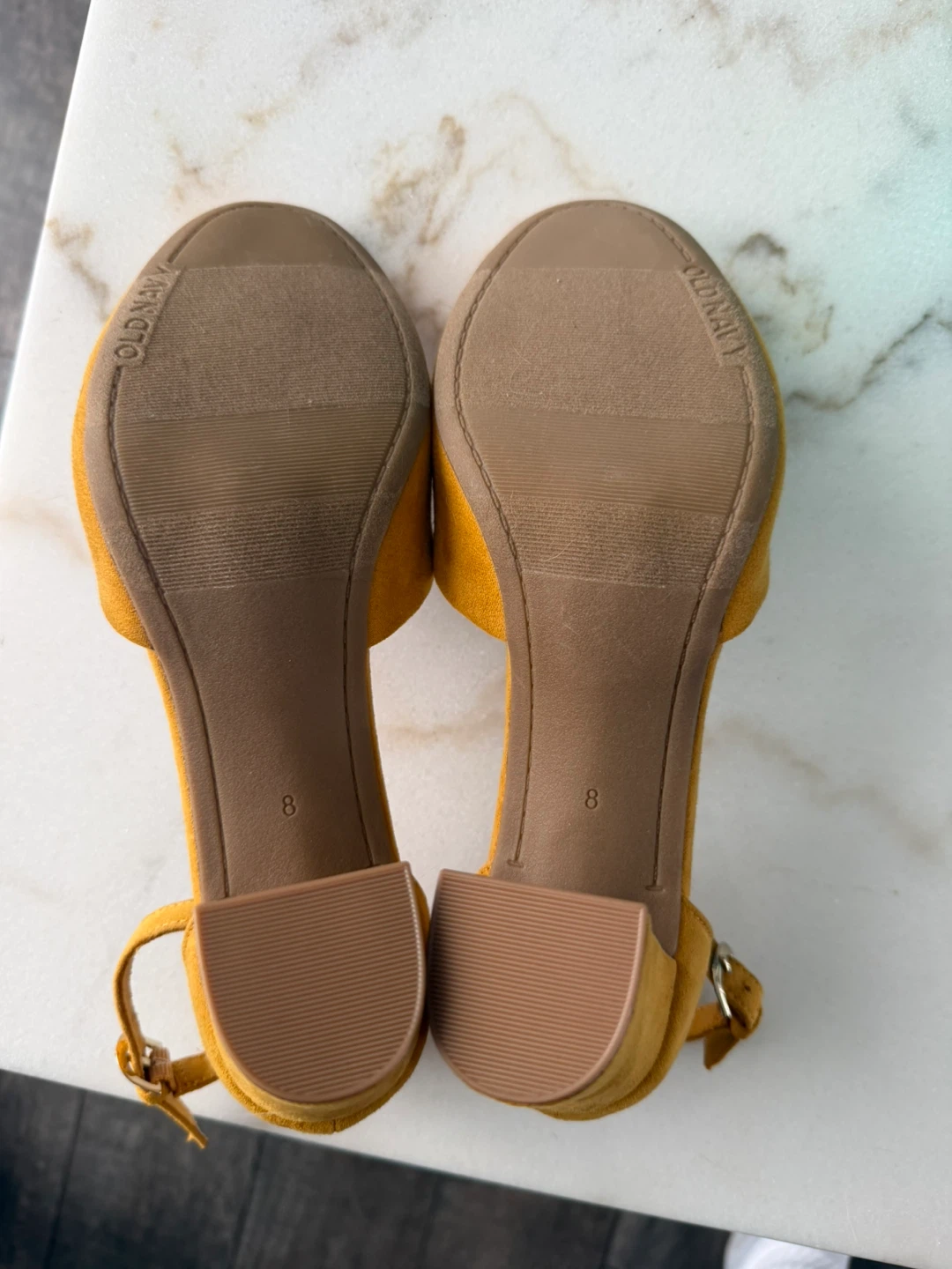 Old Navy Yellow Suede Block Heel Shoes - photo 3