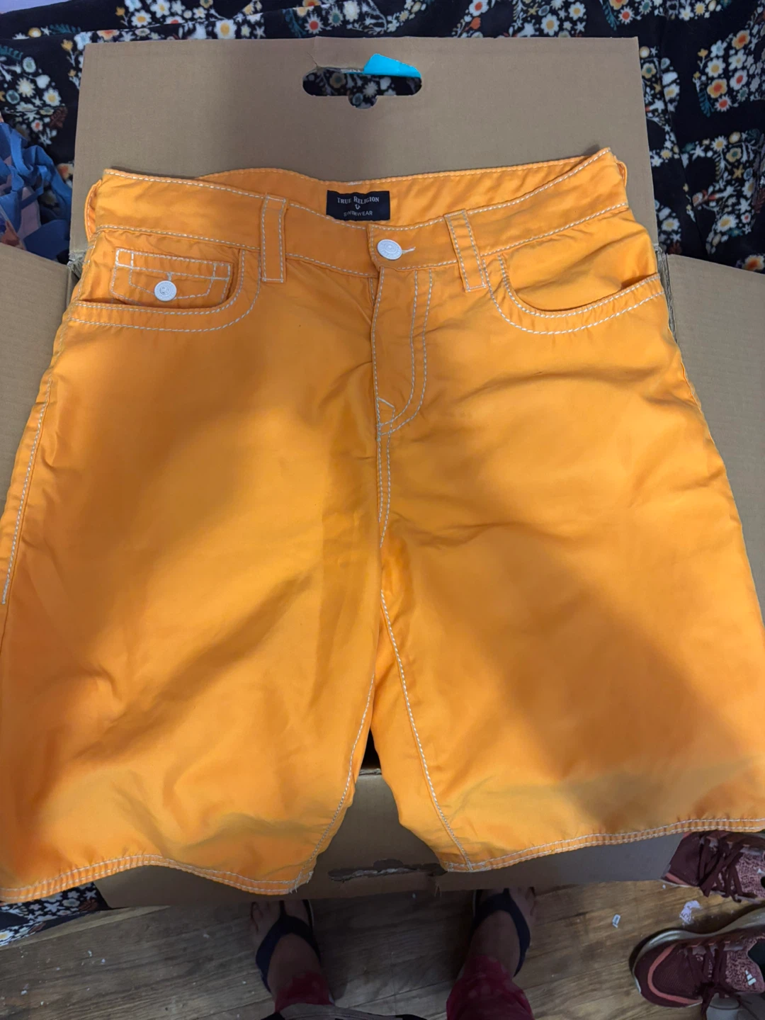 True Religion Orange Swim Shorts