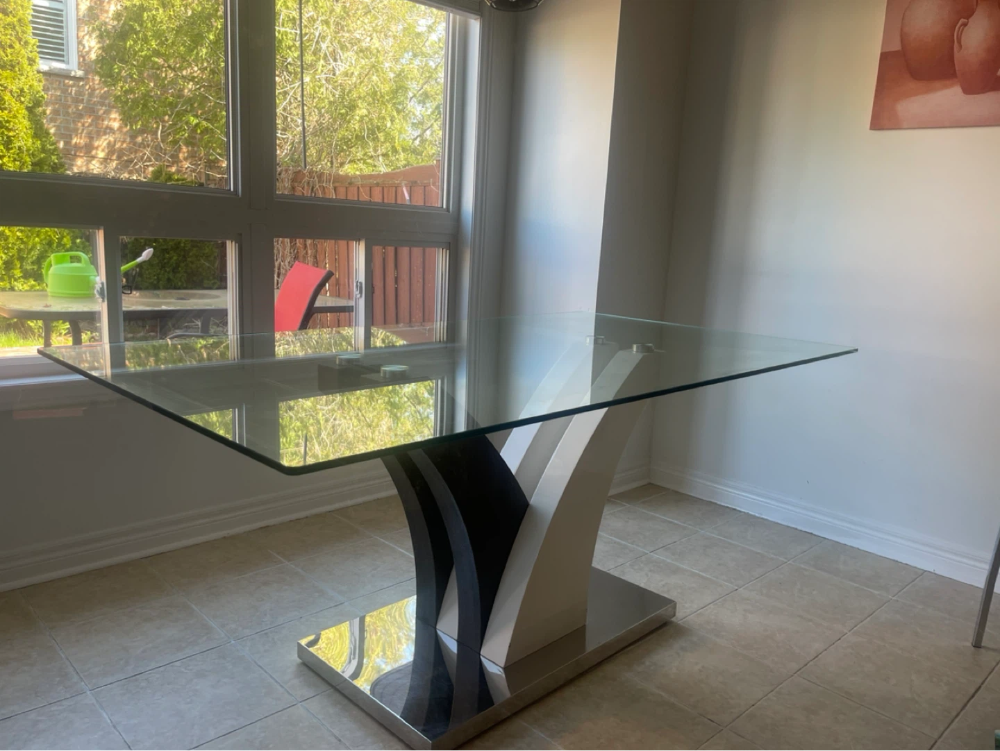 Glass Dining Table with Modern Base - photo 2