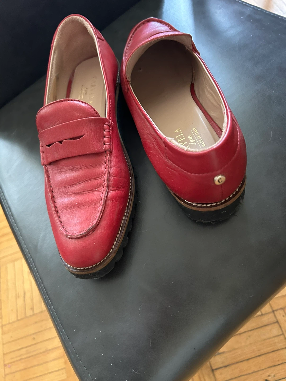 Carvela Luxe Red Leather Loafers Made in Italy - photo 3