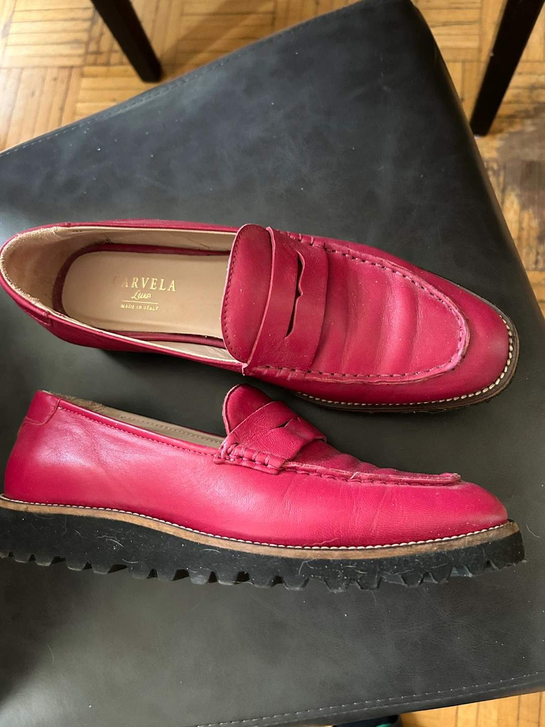 Carvela Luxe Red Leather Loafers Made in Italy - photo 4