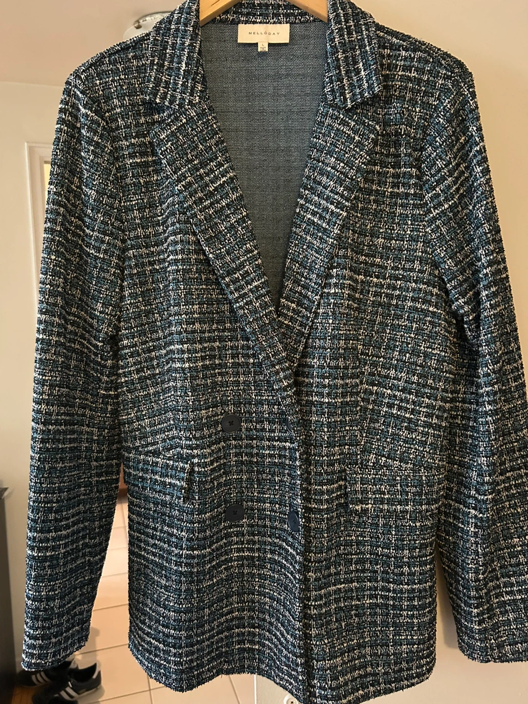 MELLODAY Women's Tweed Blazer - Size L