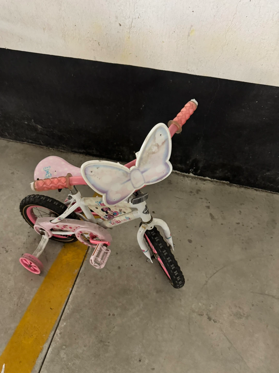 White and Pink Minnie Mouse Kids Bike with Training Wheels - photo 2