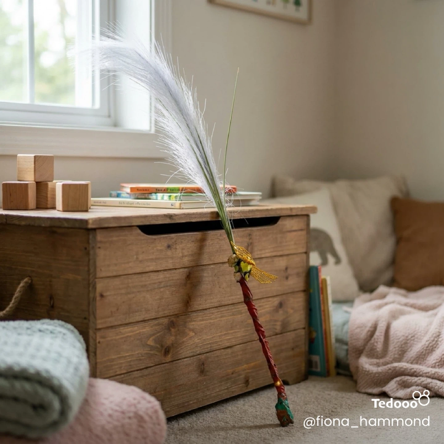 Cat Toy Wand with Feather and Bee Charm - photo 2