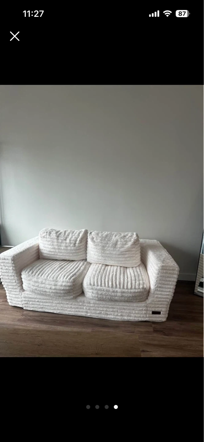 Cream Teddy Fabric 2-Seater Sofa