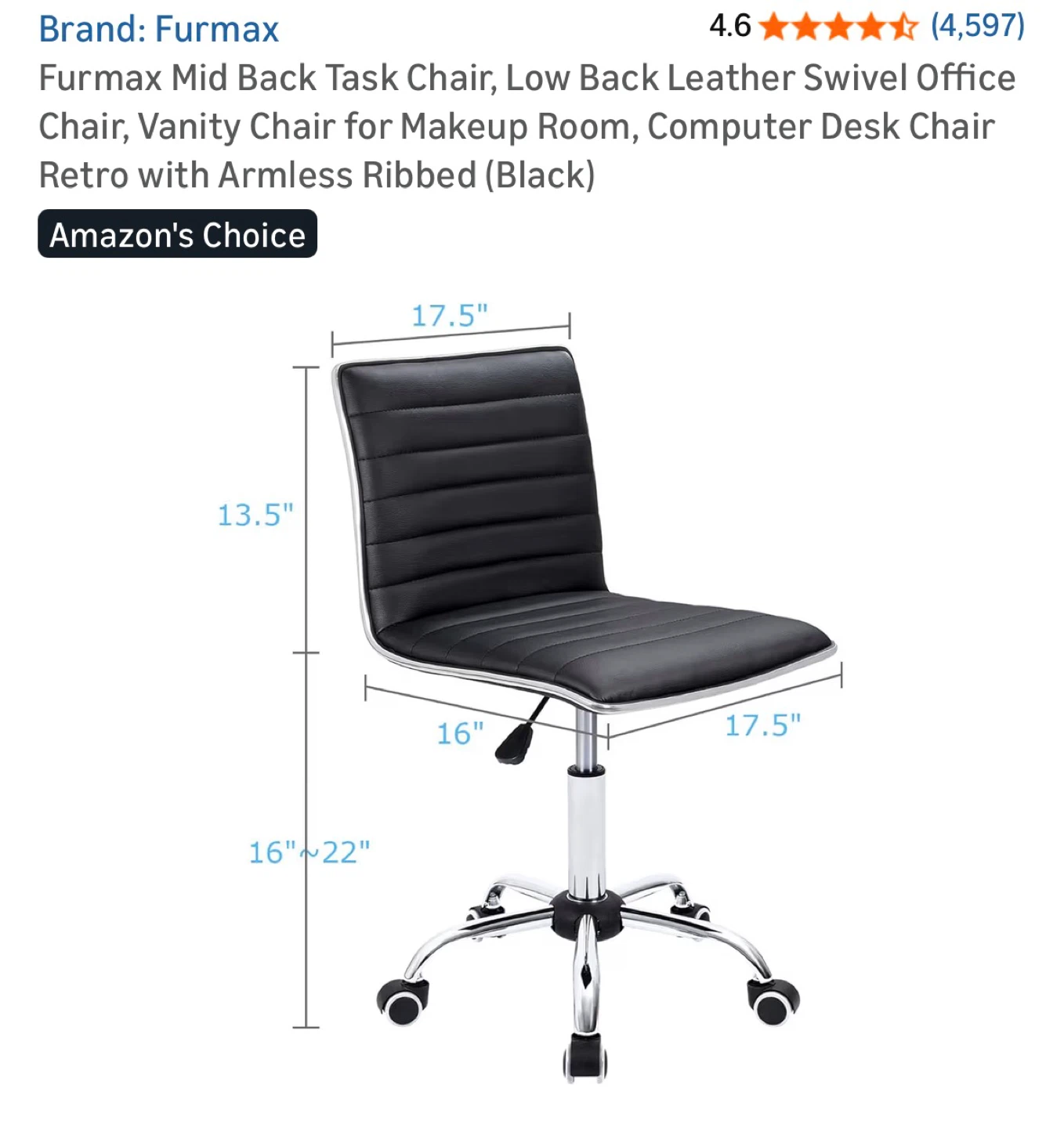 AMAZON - Black Leather chair with wheels - photo 2