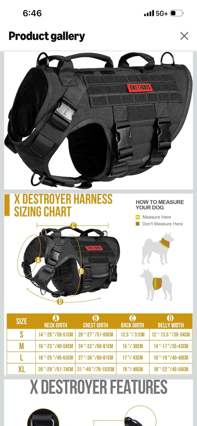 New-OneTigris Large Tactical Dog Harness
