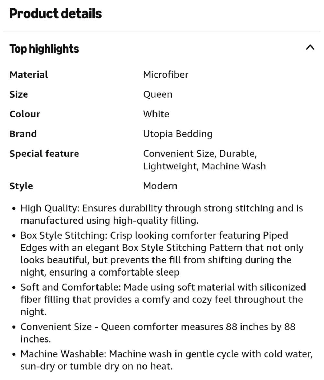 Utopia Bedding Queen White Microfiber Comforter - photo 5