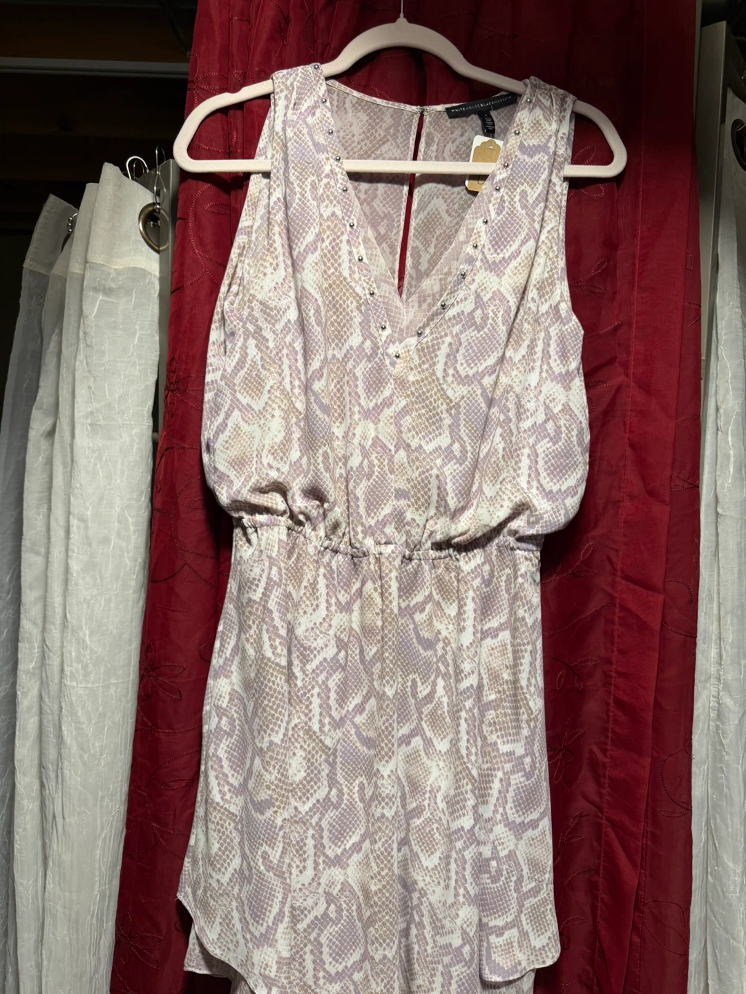White House Black Market Snakeskin Print V-Neck Romper Size 8 - photo 2