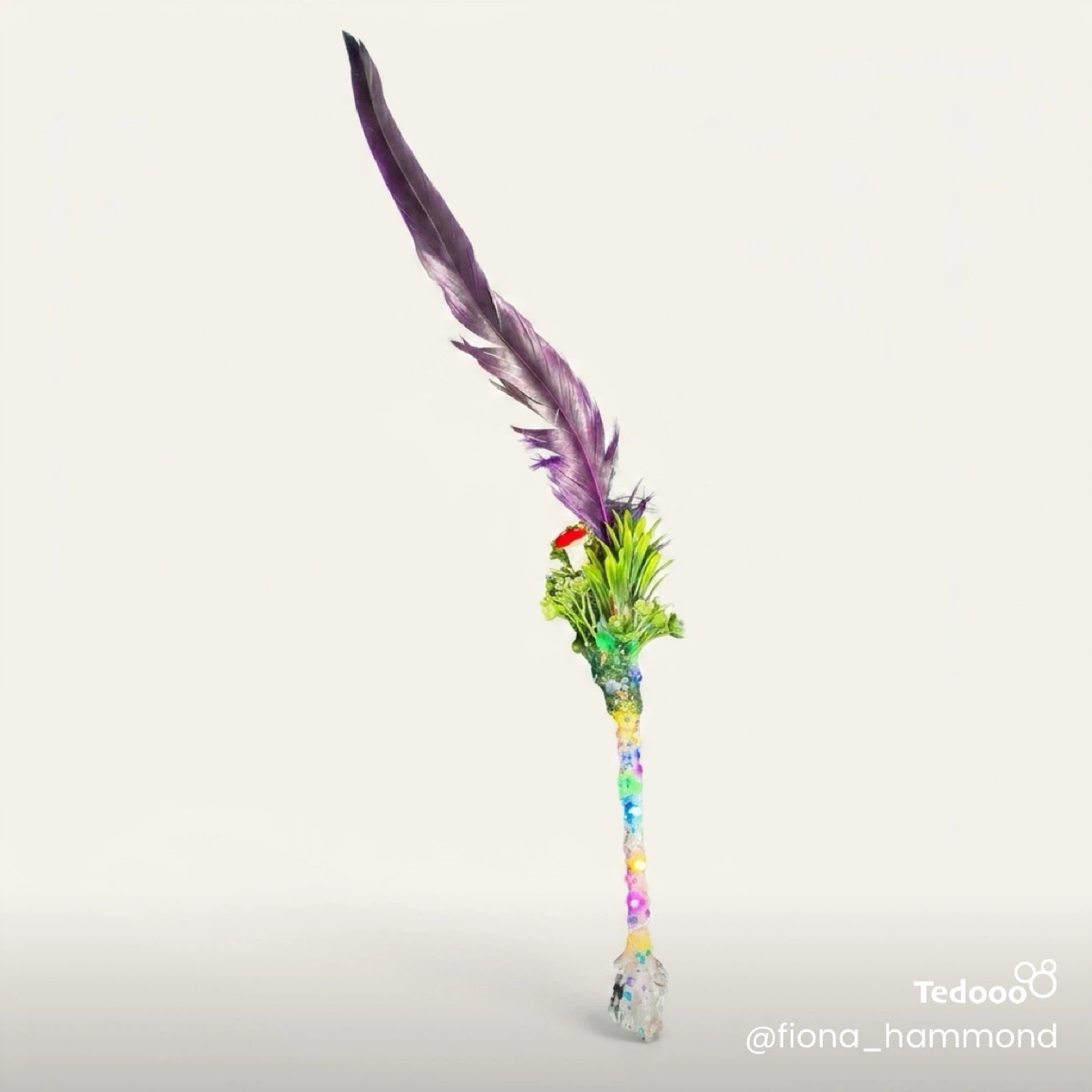 Handmade Fairy Wand with Lights and Feather - photo 4