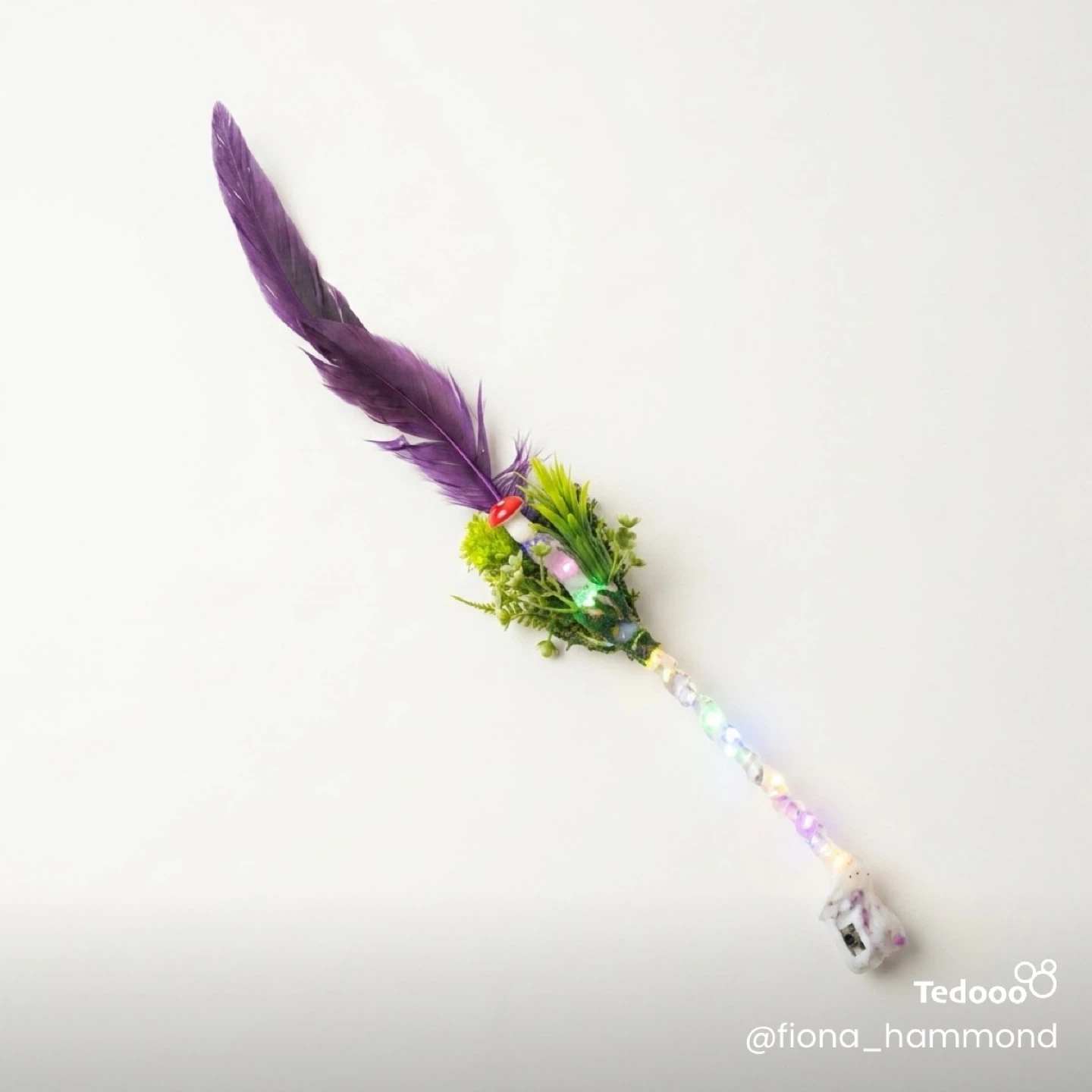 Handmade Fairy Wand with Lights and Feather - photo 2