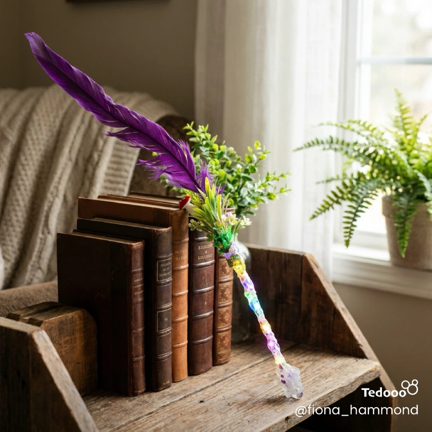 Handmade Fairy Wand with Lights and Feather