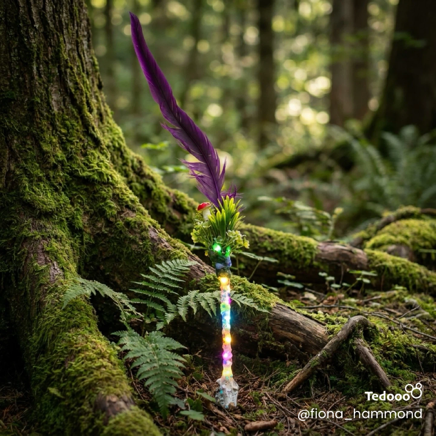 Handmade Fairy Wand with Lights and Feather - photo 3