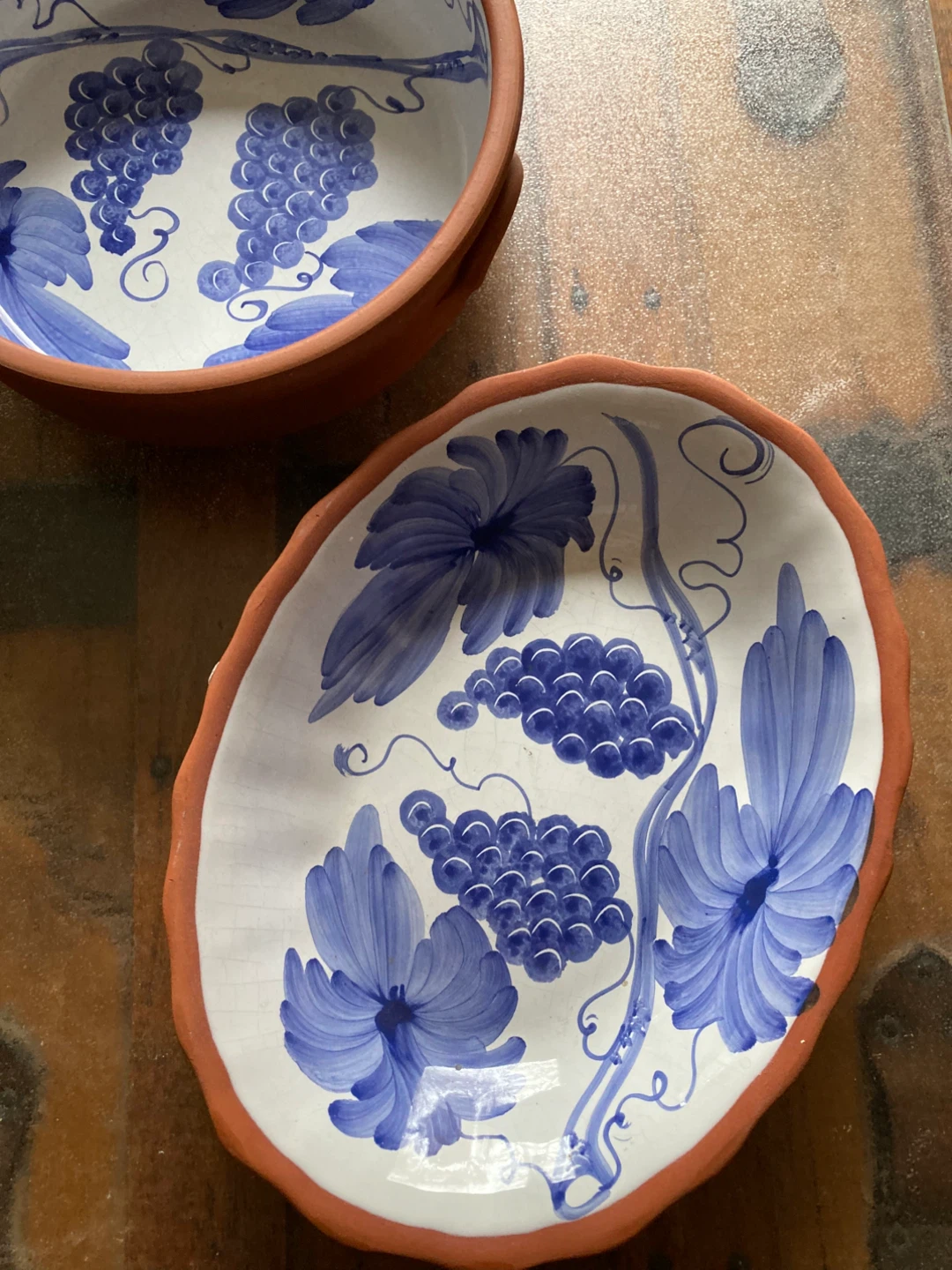 Hand painted Portuguese Ceramic Serving Bowl and Platter Set - photo 2