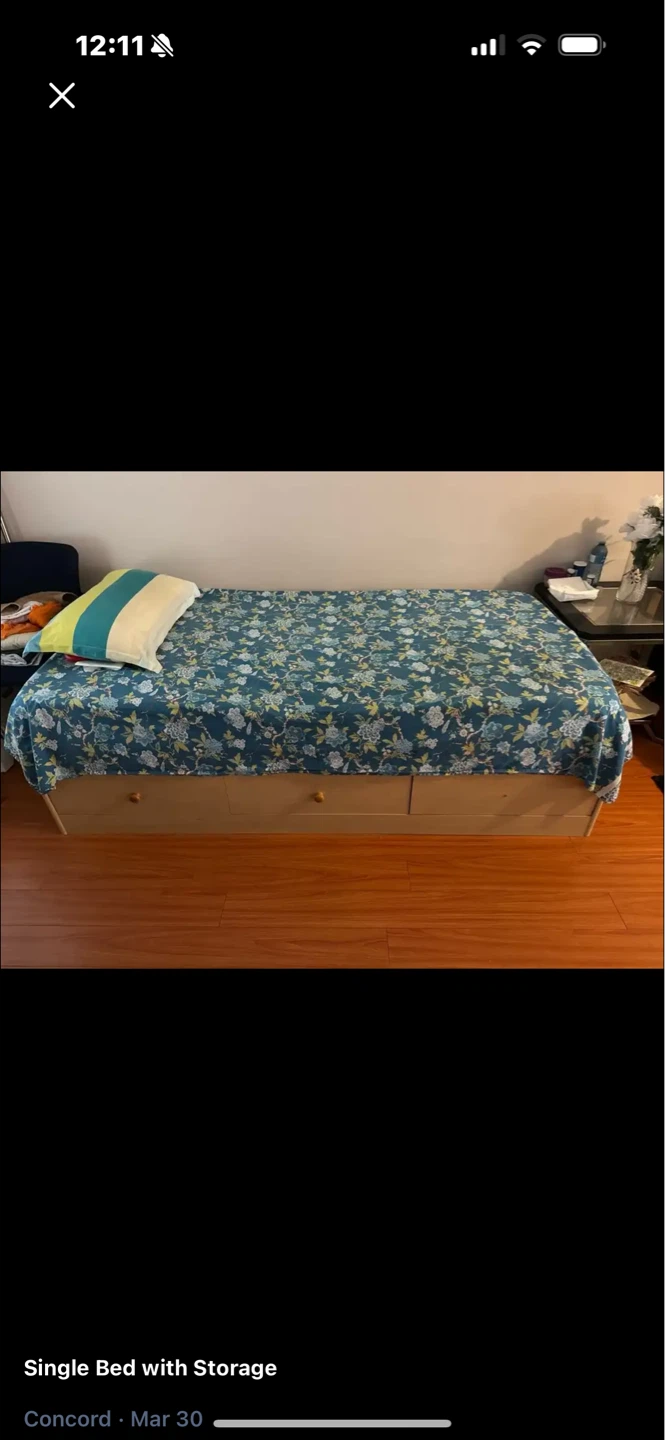 Single Bed Frame with Storage Drawers and Headboard Shelf - photo 3
