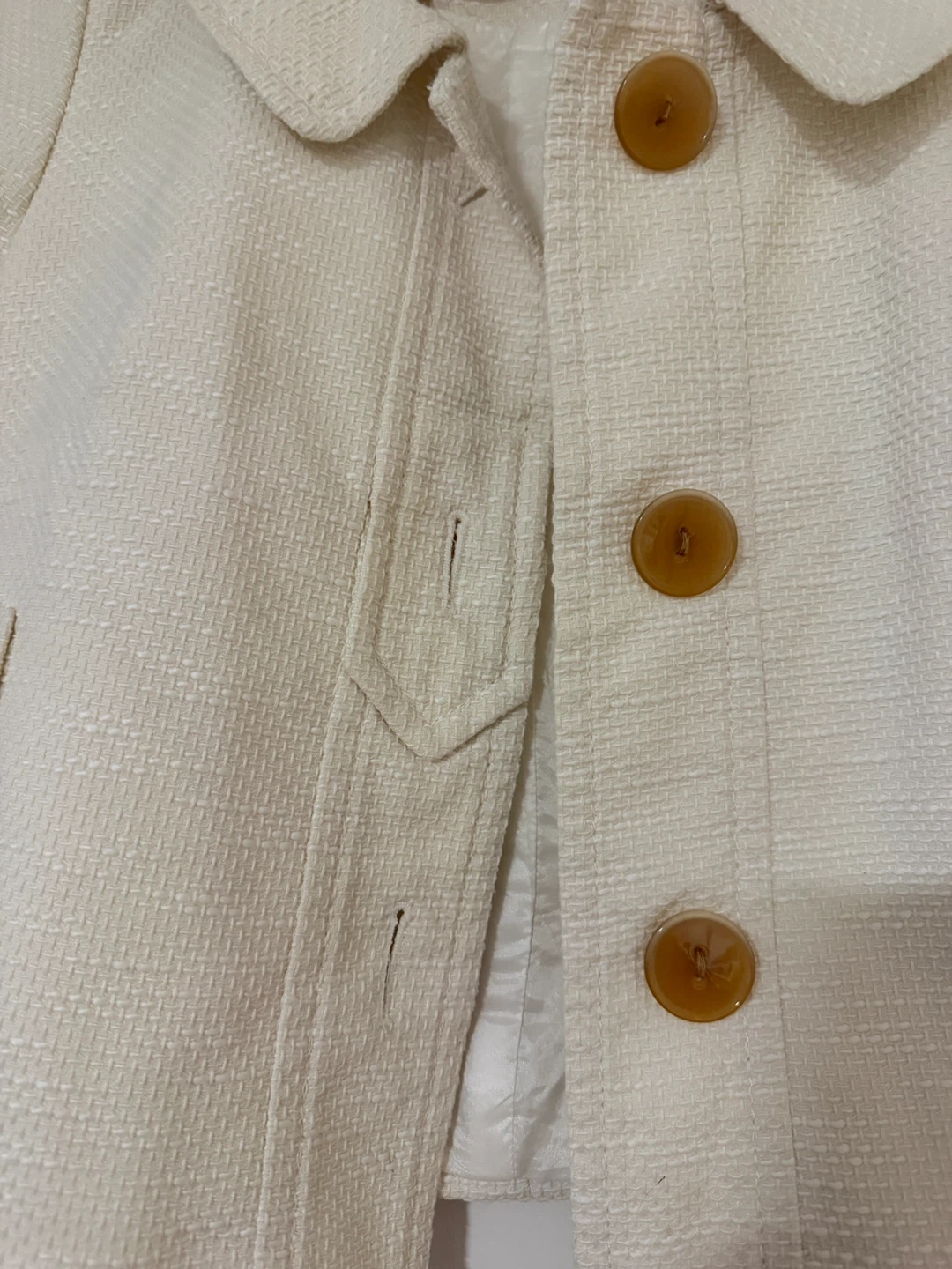 LOFT Ann Taylor Cream Textured Cropped Jacket Size 6 - photo 4