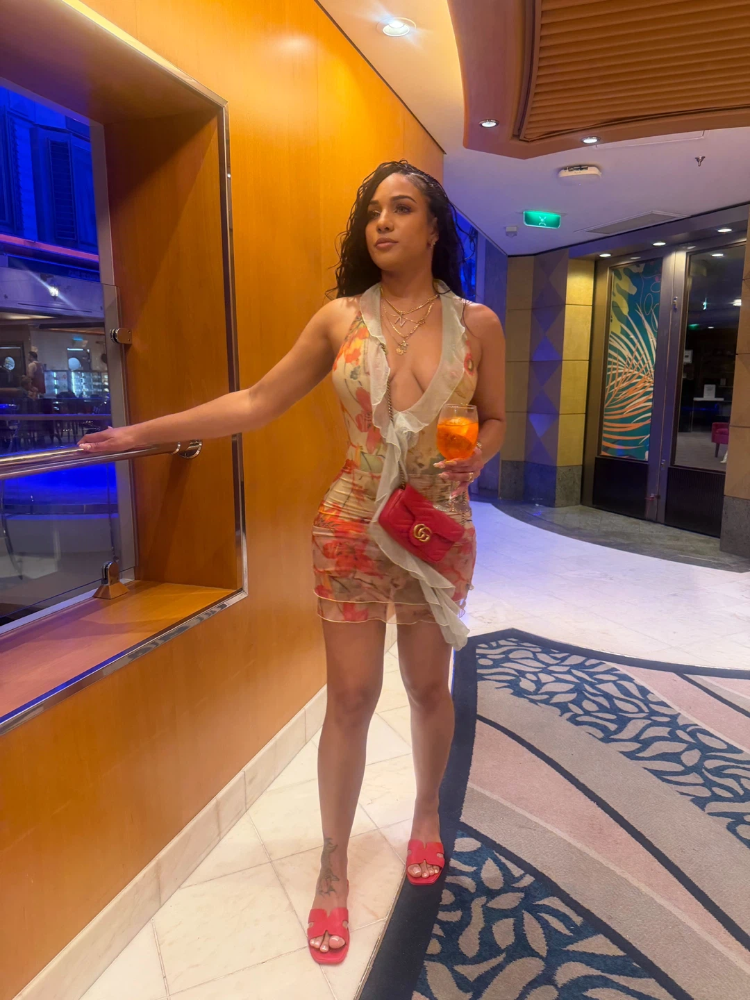 Women's Floral Print Sheer Mesh Dress