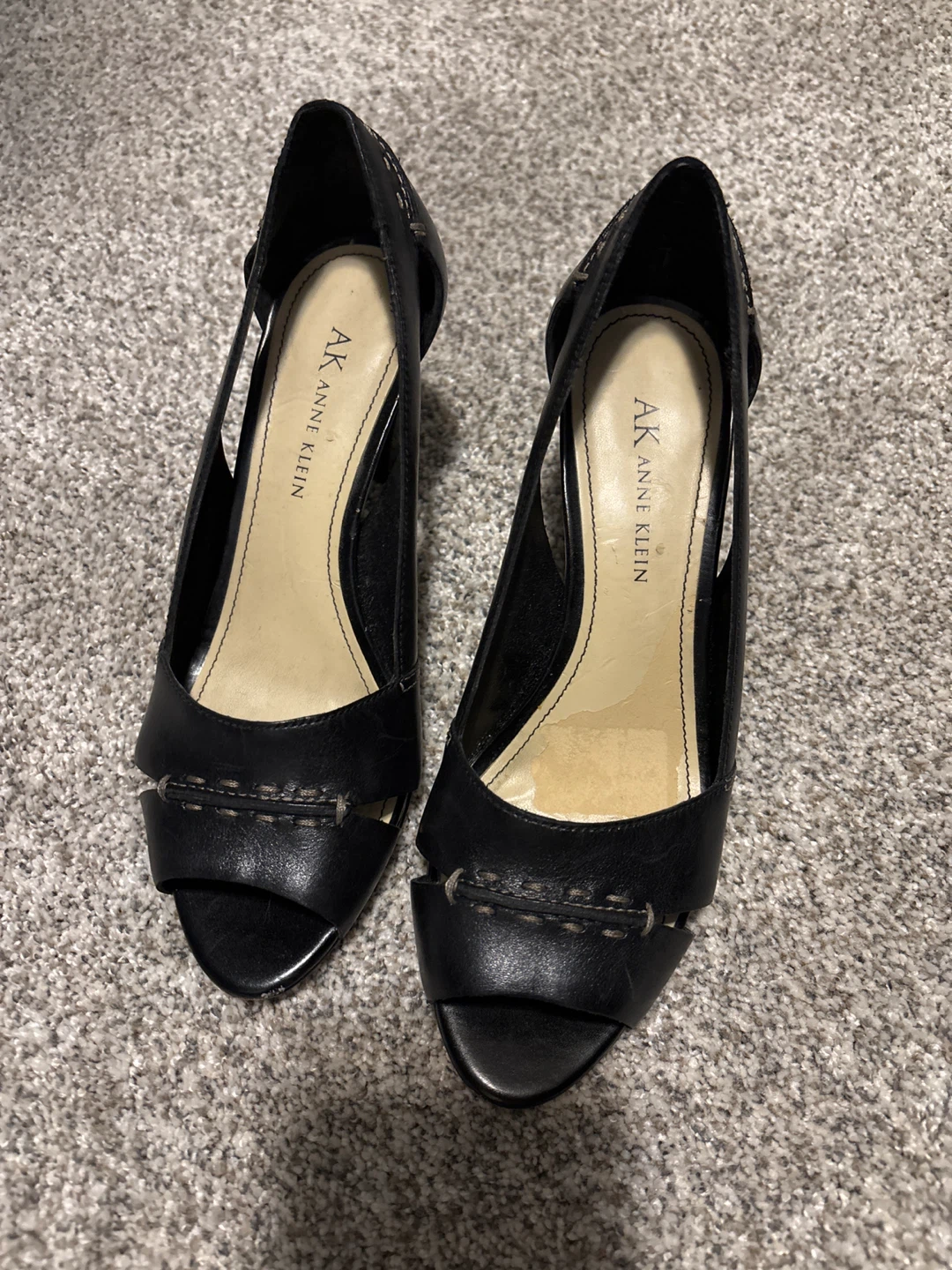 AK Anne Klein Black Peep Toe Heels