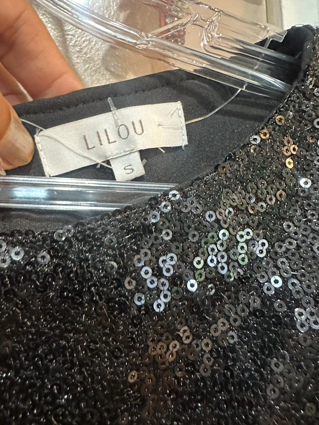 LILOU Black Sequin Long Sleeve Mini Dress Size S - photo 4