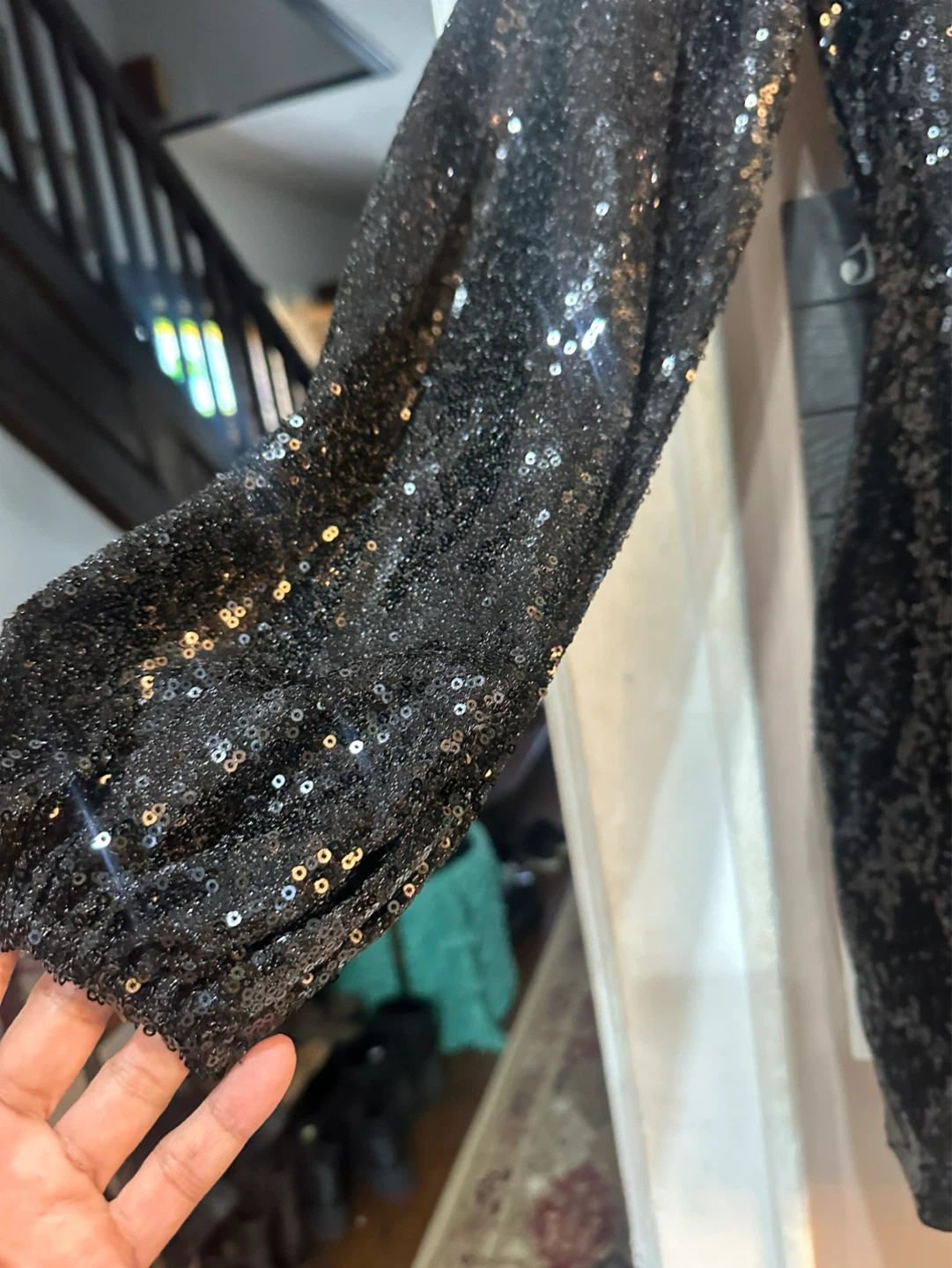 LILOU Black Sequin Long Sleeve Mini Dress Size S - photo 3